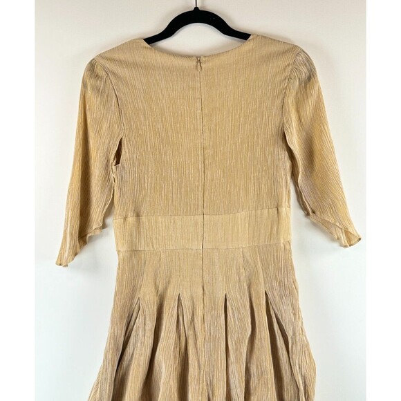 House Of Harlow Revolve Womens Romper Gold Talia Plunge Pleated Playsuit Small - Picture 8 of 8